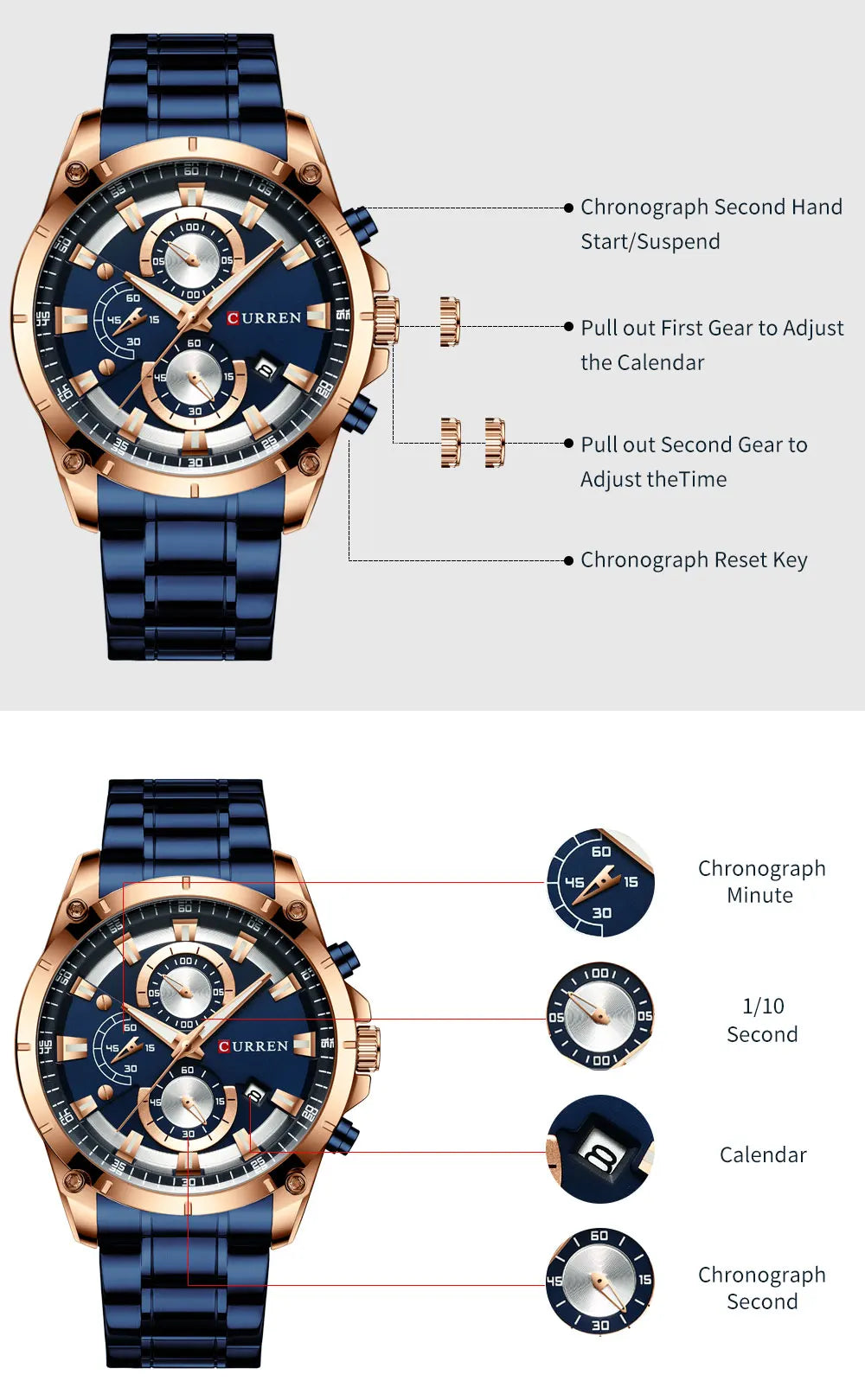CURREN Mens Watches Fashion Top Brand Luxury Business Automatic Date Watch Men Casual Waterproof Watch Relogio Masculino+Box