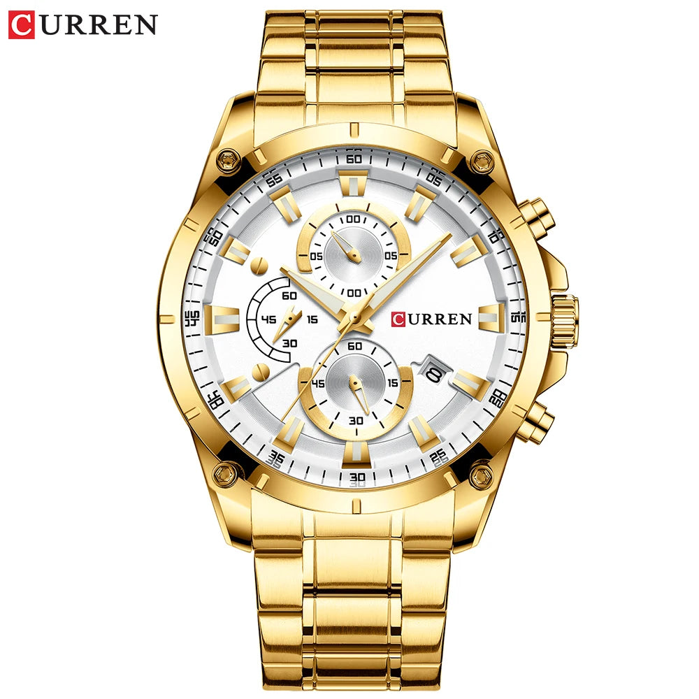 CURREN Mens Watches Fashion Top Brand Luxury Business Automatic Date Watch Men Casual Waterproof Watch Relogio Masculino+Box