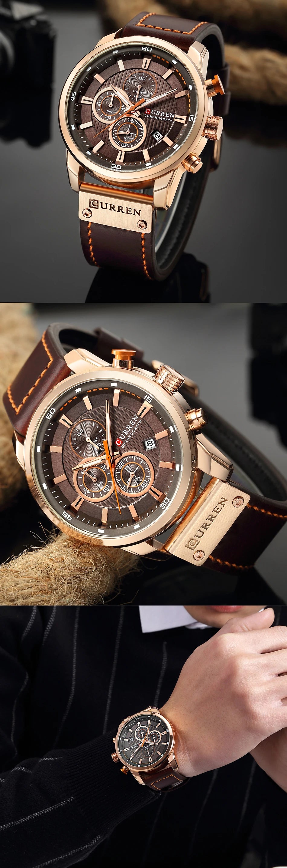 Top Brand Curren Men Watch with Chronograph Sport Waterproof Clock Mens Watches Military Luxury Men's Wrist Watch Analog Quartz