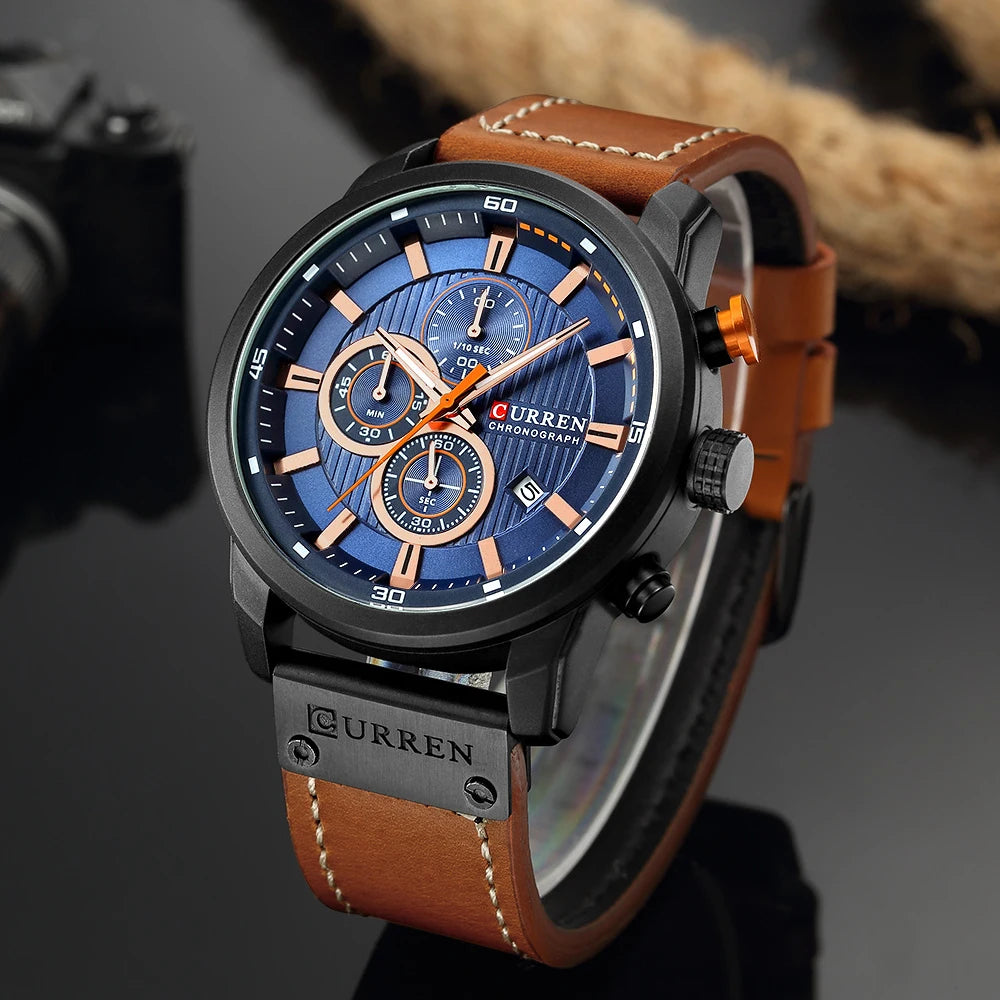 Top Brand Curren Men Watch with Chronograph Sport Waterproof Clock Mens Watches Military Luxury Men's Wrist Watch Analog Quartz
