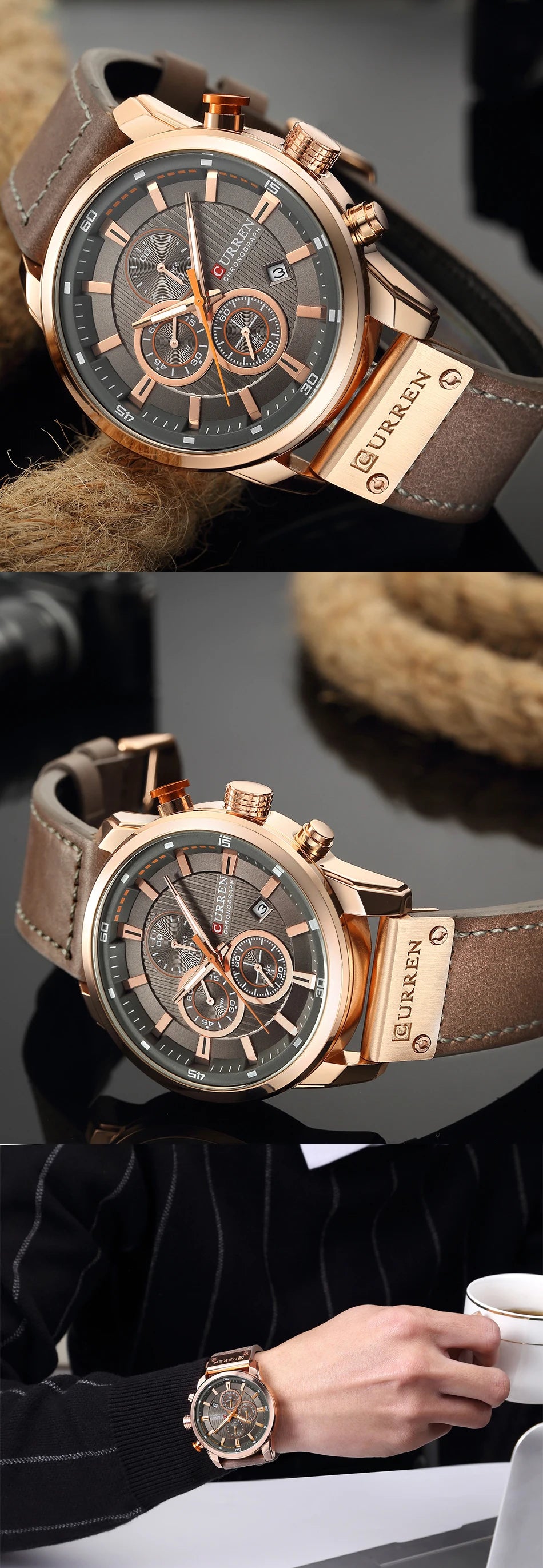 Top Brand Curren Men Watch with Chronograph Sport Waterproof Clock Mens Watches Military Luxury Men's Wrist Watch Analog Quartz