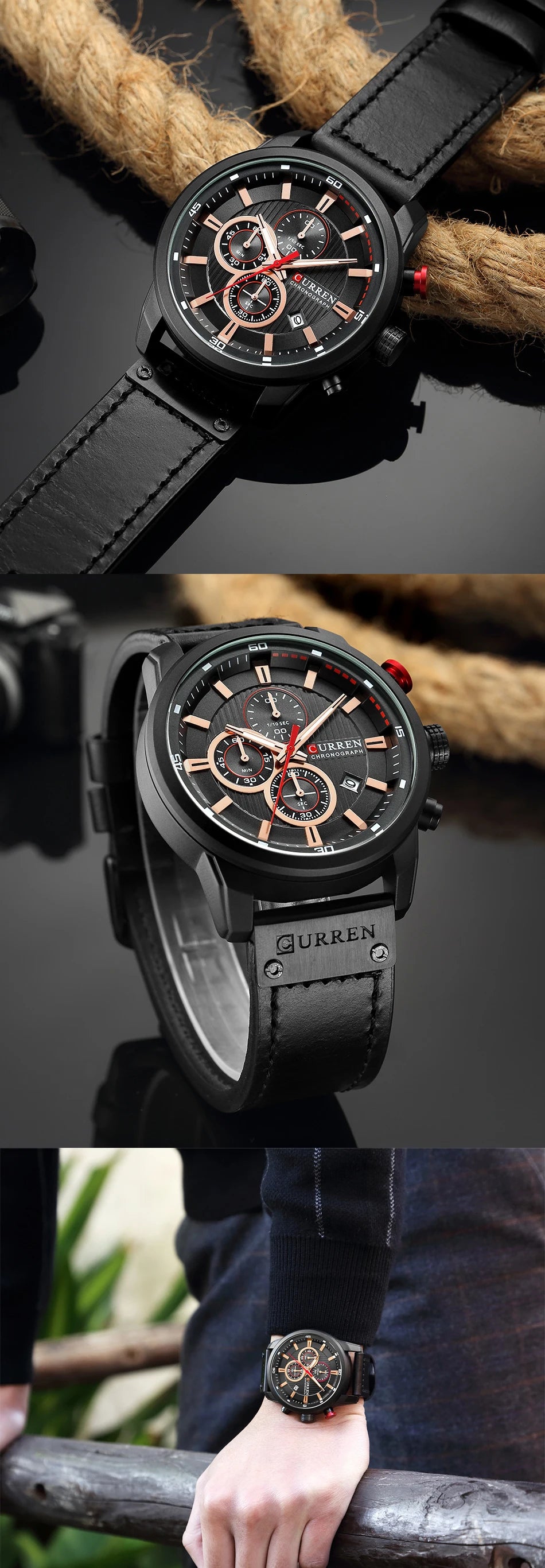 Top Brand Curren Men Watch with Chronograph Sport Waterproof Clock Mens Watches Military Luxury Men's Wrist Watch Analog Quartz