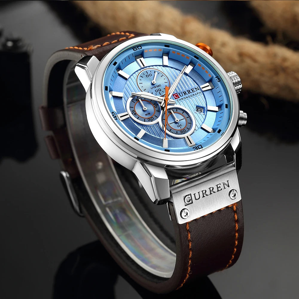 Top Brand Curren Men Watch with Chronograph Sport Waterproof Clock Mens Watches Military Luxury Men's Wrist Watch Analog Quartz