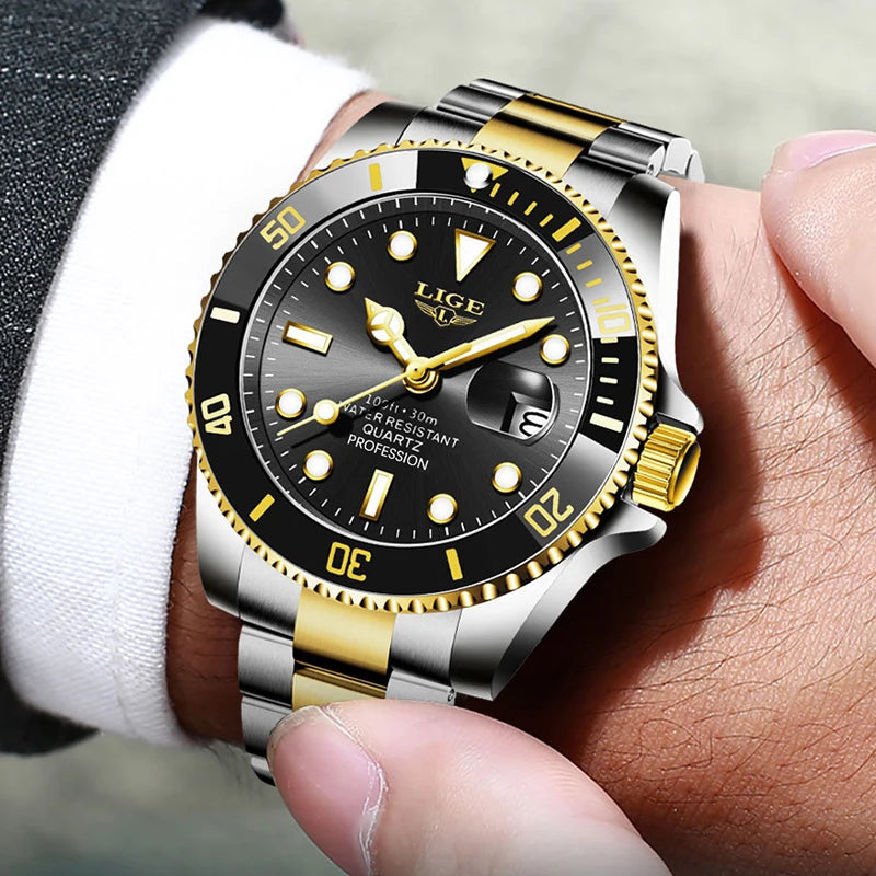 Reloj LIGE Top Brand Luxury Fashion Diver Watch Men Waterproof Date Clock Sport Watches Mens Quartz Wristwatch Relogio Masculino