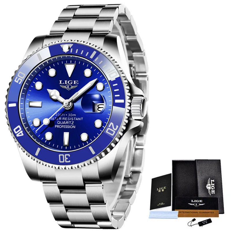 Reloj LIGE Top Brand Luxury Fashion Diver Watch Men Waterproof Date Clock Sport Watches Mens Quartz Wristwatch Relogio Masculino