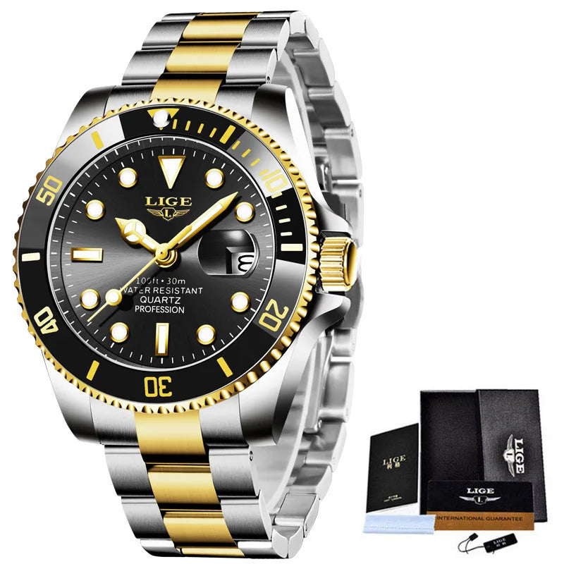 Reloj LIGE Top Brand Luxury Fashion Diver Watch Men Waterproof Date Clock Sport Watches Mens Quartz Wristwatch Relogio Masculino