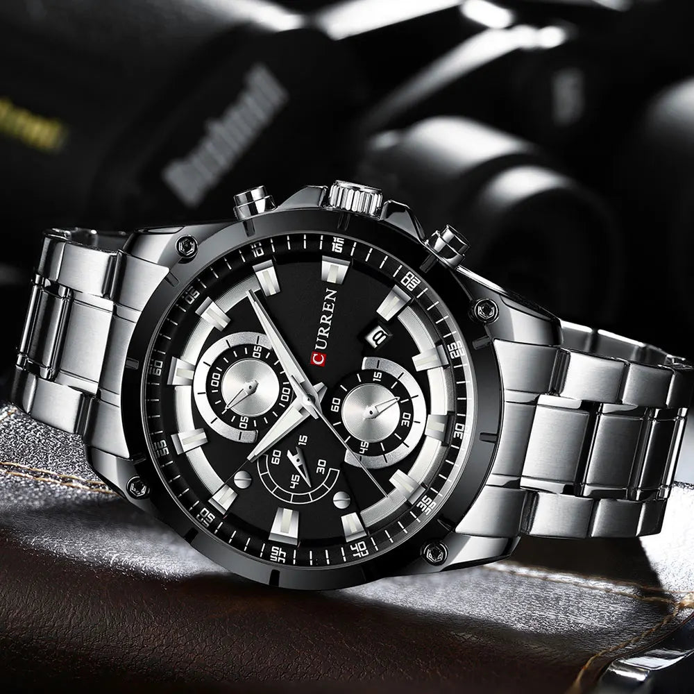 CURREN Mens Watches Fashion Top Brand Luxury Business Automatic Date Watch Men Casual Waterproof Watch Relogio Masculino+Box