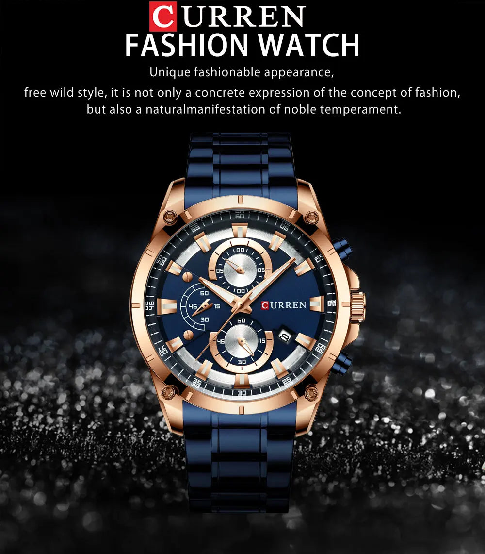 CURREN Mens Watches Fashion Top Brand Luxury Business Automatic Date Watch Men Casual Waterproof Watch Relogio Masculino+Box