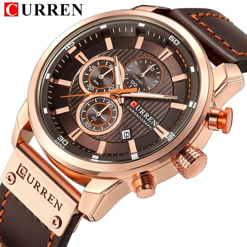Top Brand Curren Men Watch with Chronograph Sport Waterproof Clock Mens Watches Military Luxury Men's Wrist Watch Analog Quartz