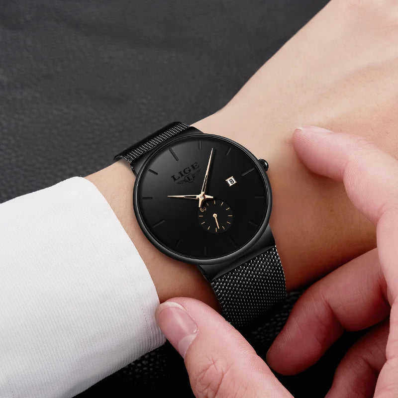 LIGE mens wristwatch simple luxury fashion clock quartz men sports watches Waterproof Watches Gift For Men Relogio Masculino+BOX