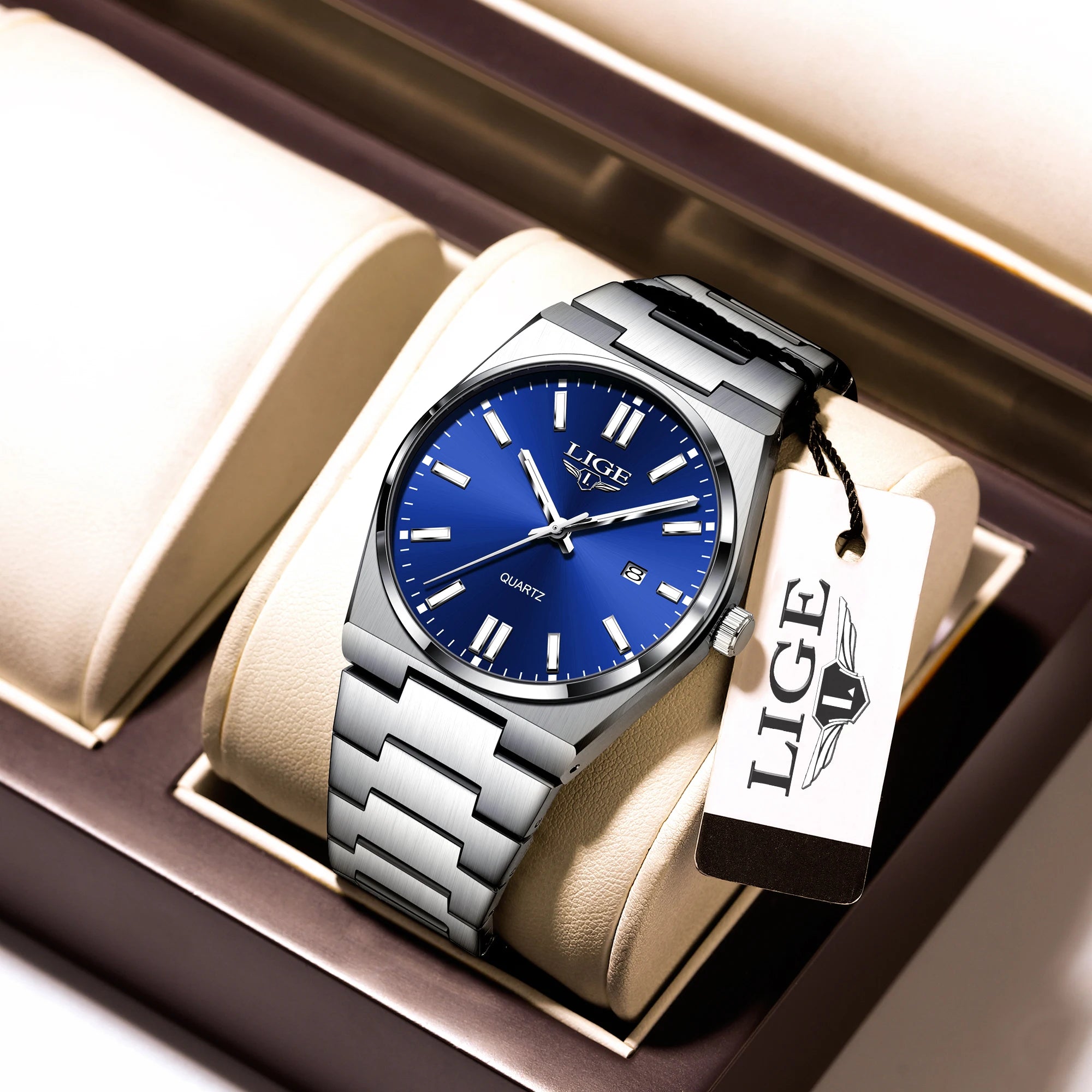 LIGE Luxury Fashion Men's Watch  30M Waterproof Luminous Date Quartz Watch Business Minimalist Watches Montre Pour Hommes Reloj