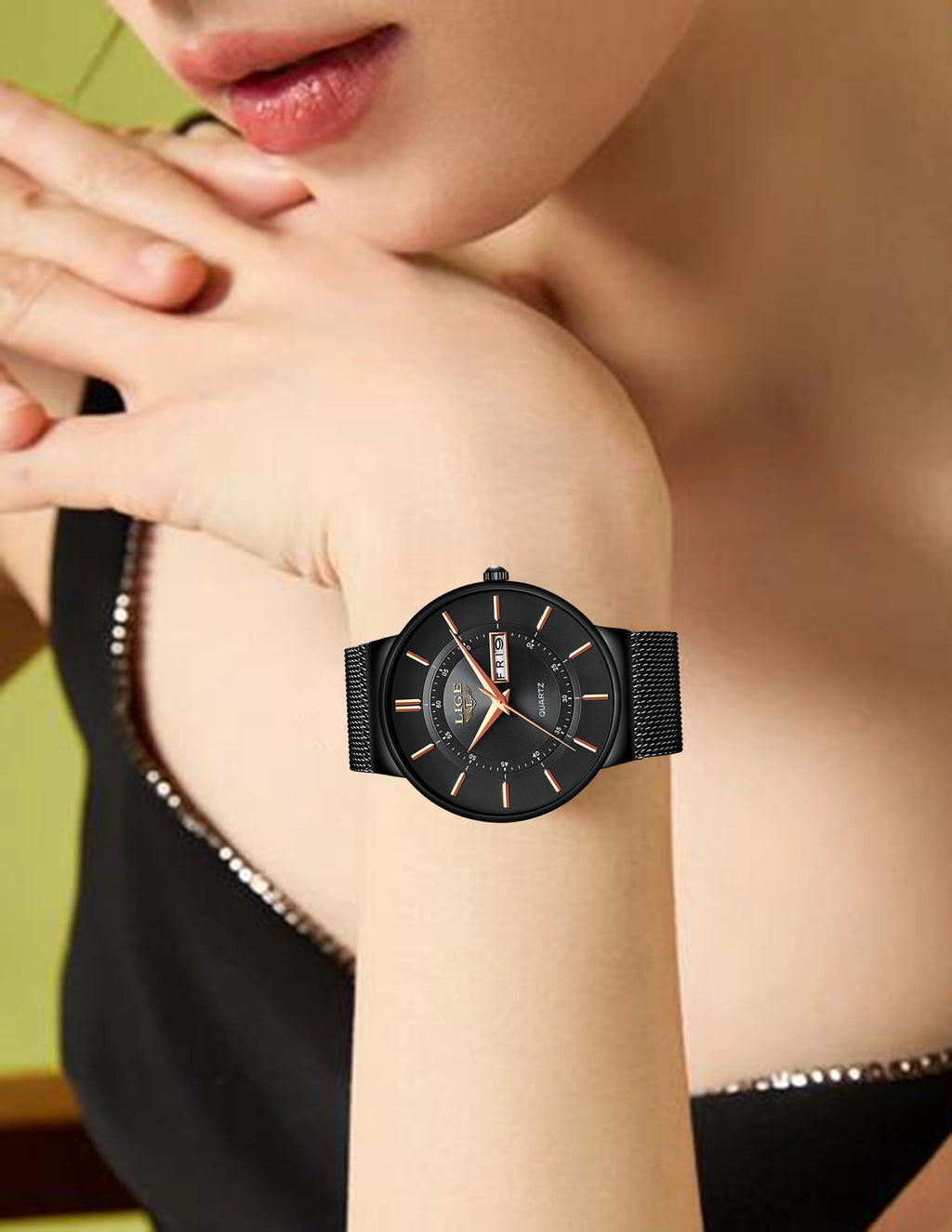 LIGE 2026 Women's Watch Elegant Weekly Calendar Quartz Waterproof Watch for Women Luxury Women Watches Fashion Reloj de Mujer