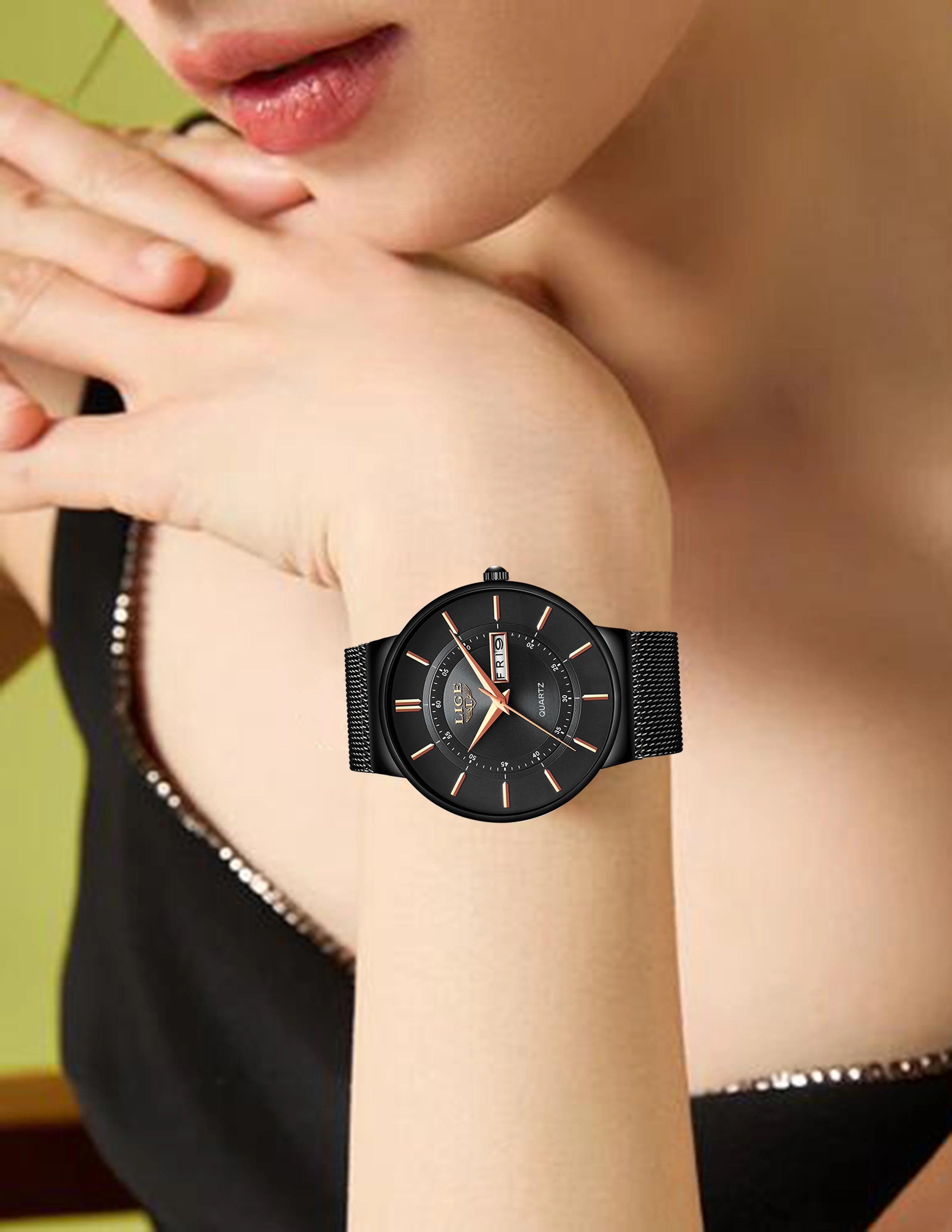 LIGE 2026 Women's Watch Elegant Weekly Calendar Quartz Waterproof Watch for Women Luxury Women Watches Fashion Reloj de Mujer