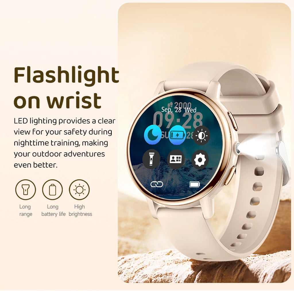 LIGE New Women Smart Watch Luxury 1.26’’ HD Screen Bluetooth Call Smartwatch Ladies Full Touch Flashlight Waterproof Smartwatch