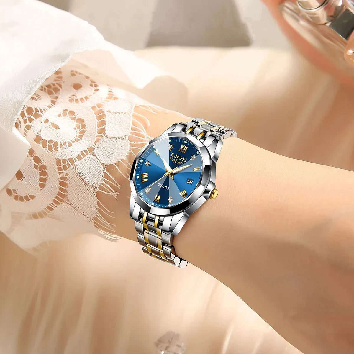 LIGE Women Watches Luxury Fashion Ladies Quartz Watch Waterproof Luminous Date Stainless Steel Wristwatch Girlfriend Gift