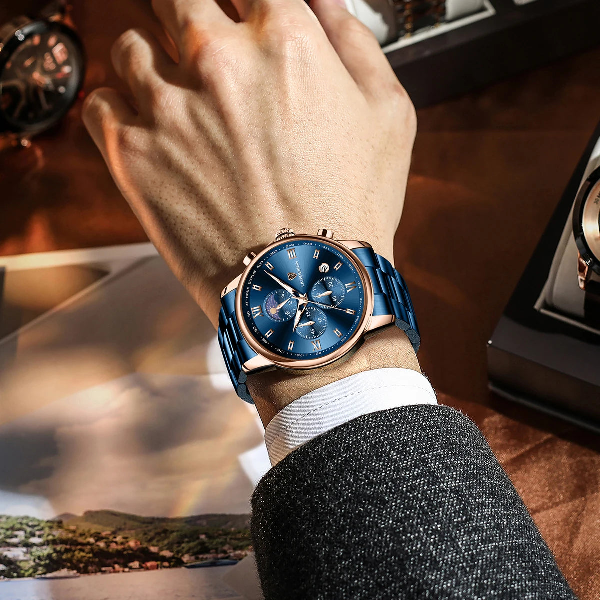 LIGE Band Luxury Watch for Man Quartz Sports Men Watch Waterproof Luminous Stainless Steel Chronograph Men's Watches Clock Reloj