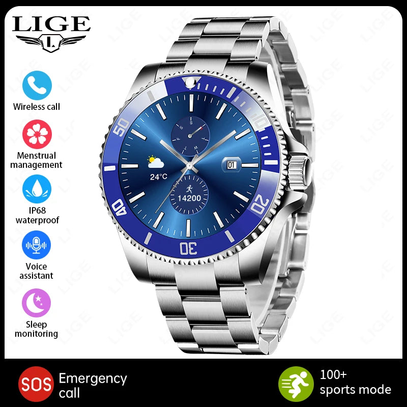 LIGE 2026 Style Luxury Smart Watch For Men Waterproof Sport Digital Business Smart Watches For Gift Smart Band Dials Answer Call