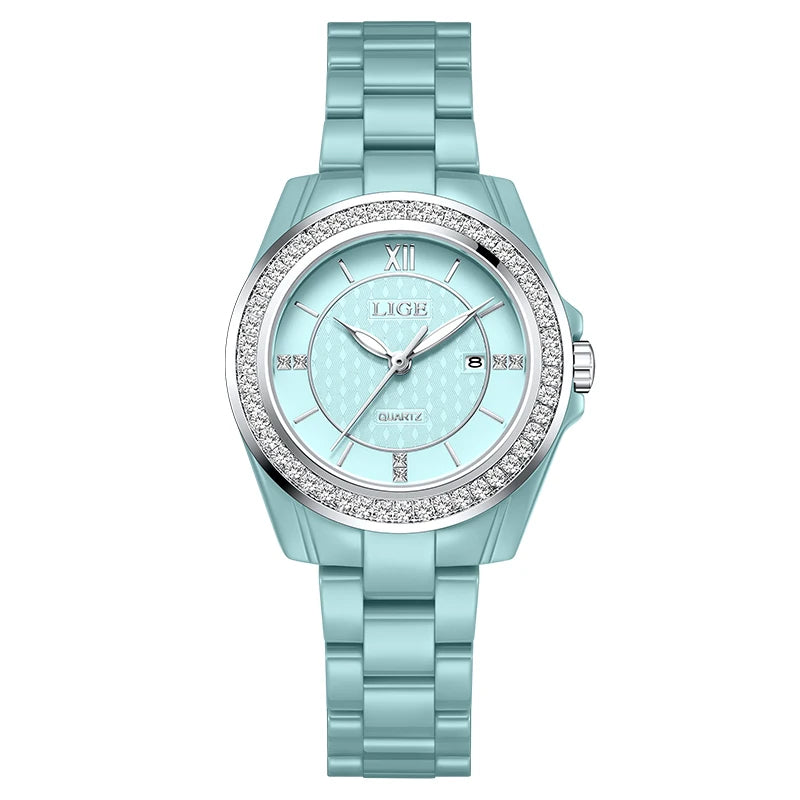 LIGE New Ceramic Watch Women Top Brand Luxury Creative Waterproof Watches For Women Fashion Elegant Luminous Ladies Quartz Watch