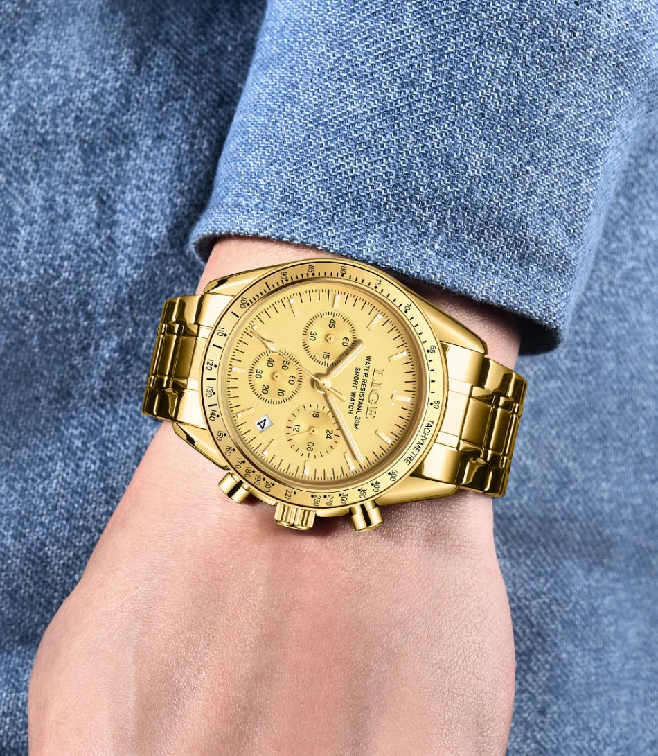 LIGE Fashion Mens Watches Top Brand Luxury Business Watch For Men Full Steel Waterproof Quartz Chronograph Relogios Masculino