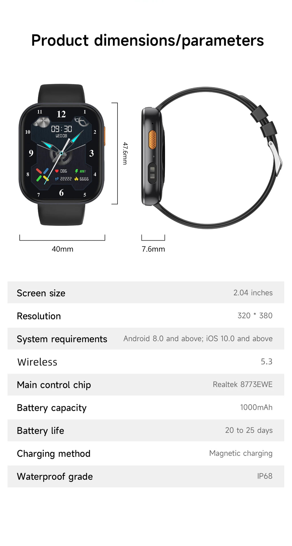 LIGE 2026 1000mAh Battery Men Women Smart Watch 2.04" HD Large Screen Flashlight Hear Rate Bluetooth Call Smartwatch 100+ Sports