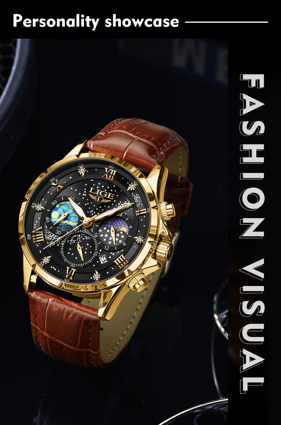 LIGE Men Watches Casual Sport Watch Men Luxury Waterproof Date Luminous Chronograph Wristwatch Male Quartz Watches Leather Clock