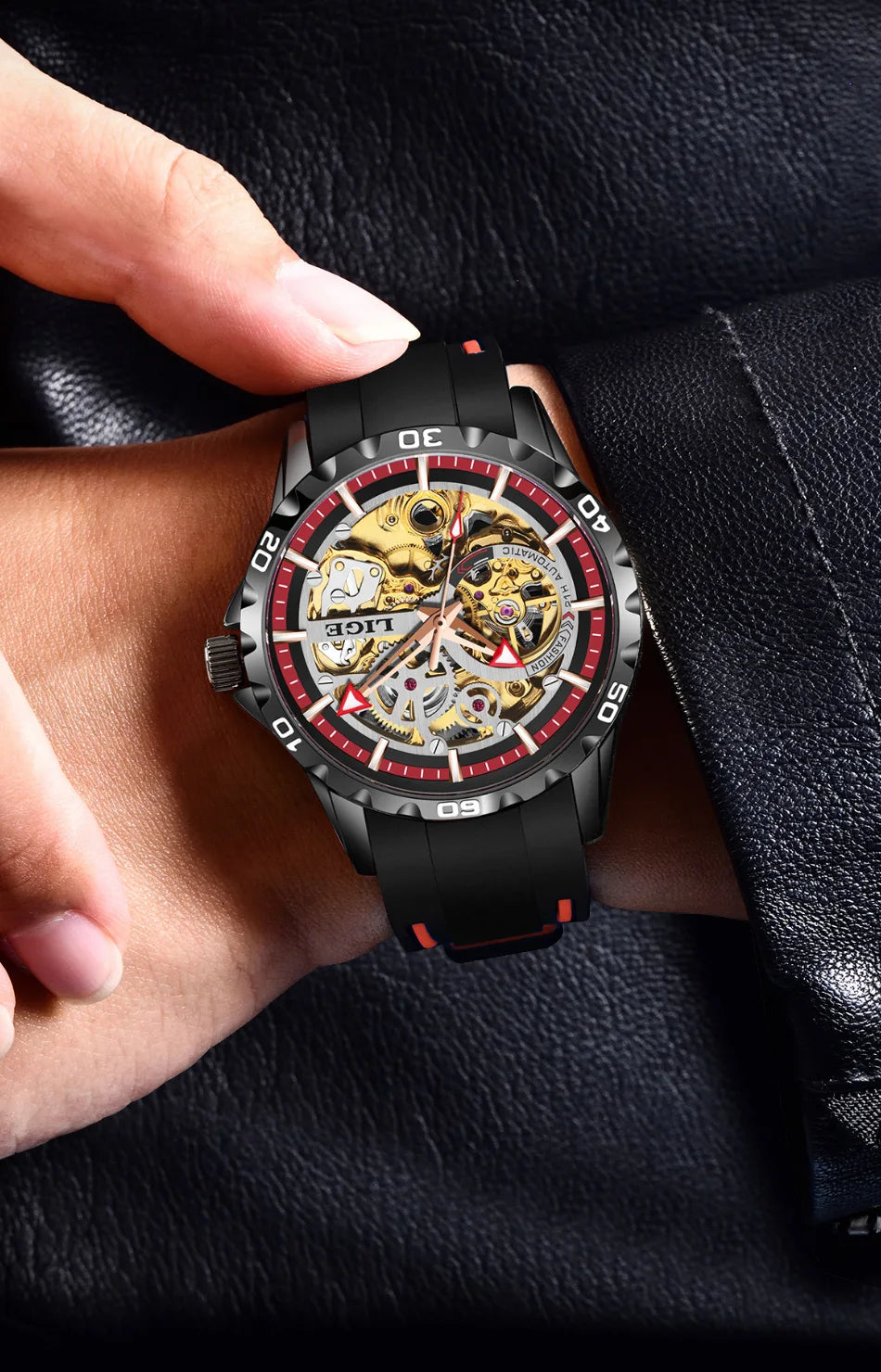 LIGE Men's Luxury Watches Mechanical Watches Chronograph Watch for Men Automatic Original Brand Stainless Steel Tourbillon Clock