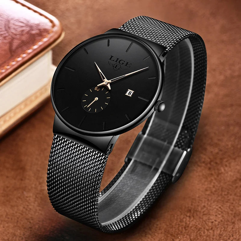 LIGE mens wristwatch simple luxury fashion clock quartz men sports watches Waterproof Watches Gift For Men Relogio Masculino+BOX