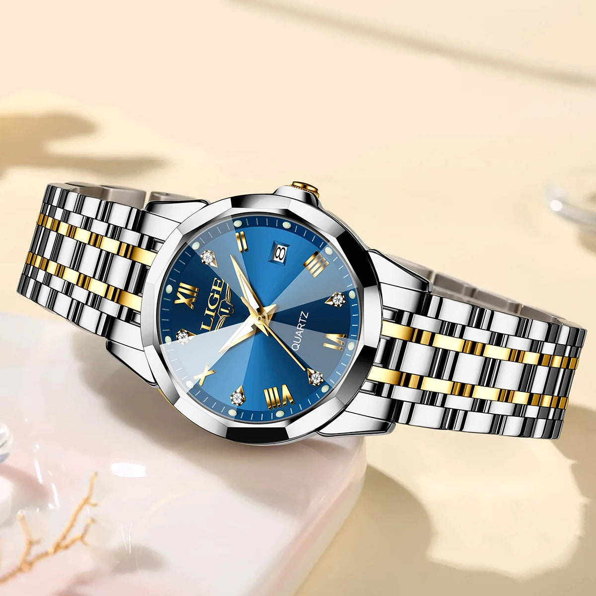 LIGE Women Watches Luxury Fashion Ladies Quartz Watch Waterproof Luminous Date Stainless Steel Wristwatch Girlfriend Gift