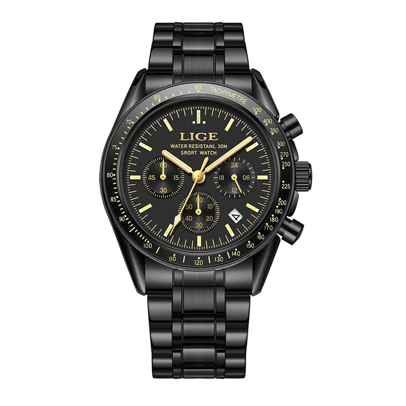 LIGE Men Watches Luminous Calendar Business Quartz Watch Mens Top Brand Luxury Sport Waterproof Stainless Steel Man Wristwatches