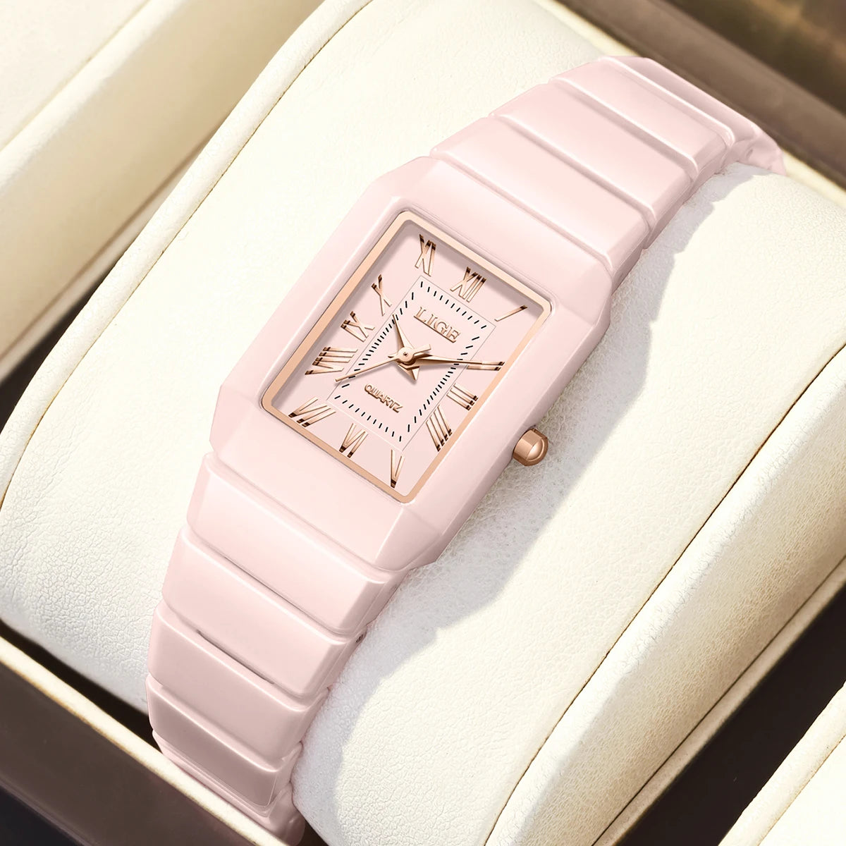 LIGE Women's Watch Ceramic Fashion Quartz Wristwatch Elegant Waterproof Vintage Watches Ultra-thin Watch for Women Reloj Hombre