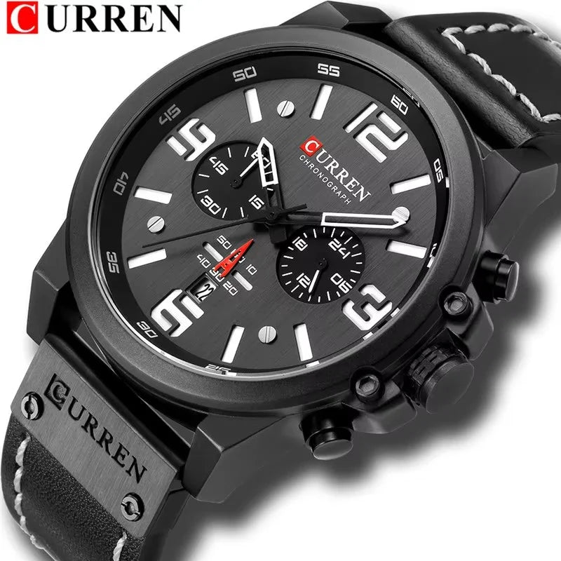Curren 8314 Quartz Watch for Men Chronograph Sport Mens Watches Clock Leather Male Wristwatch Relogio Masculino Fashion Gift