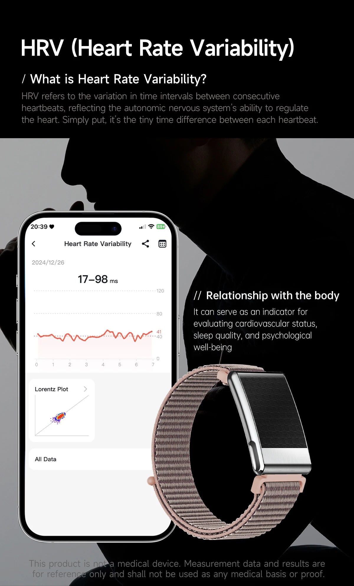 LIGE ECG Smart Watch for Men  Women Sports Fitness Temperature Health Monitoring Waterproof Wristbands No Screen Smart Bracelet