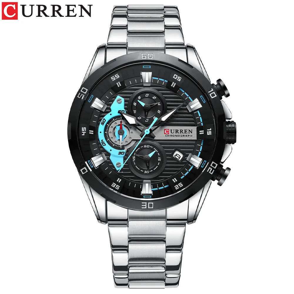 CURREN 8402 Men's Stainless Steel Watch Creative Fashion Luminous Dial with Chronograph Leisure Luxury Men's Watch reloj hombre