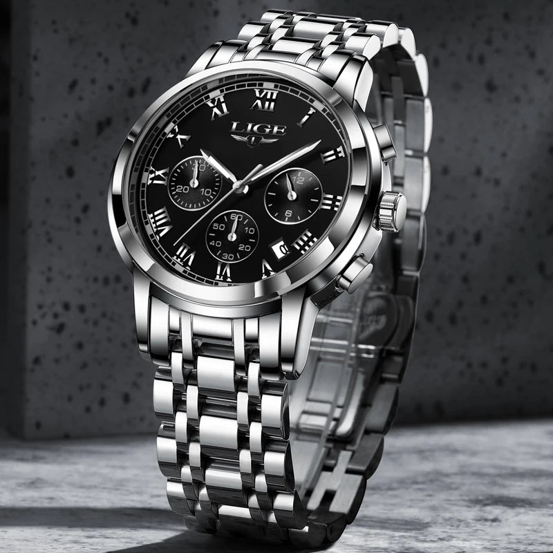 2024 LIGE Fashion Mens Watches Top Brand Luxury Quartz Wrist Watch for Men  Waterproof Sport Chronograph Watch Relogio Masculino