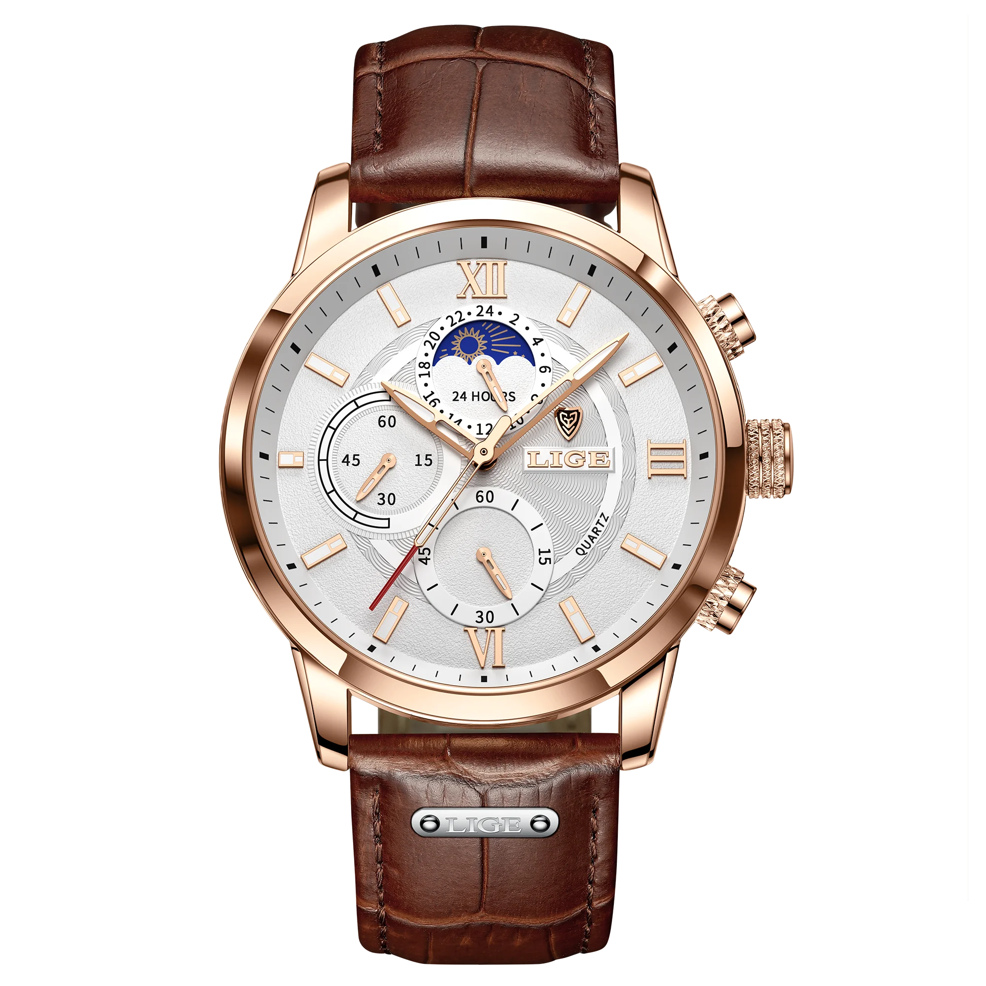 LIGE New Mens Watches Top Brand Luxury Brown Leather Casual Quartz Watch Men Sport Waterproof Clock Watch Relogio Masculino