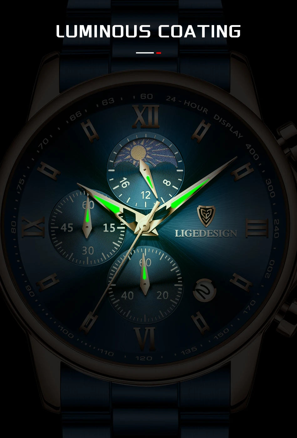 LIGE Band Luxury Watch for Man Quartz Sports Men Watch Waterproof Luminous Stainless Steel Chronograph Men's Watches Clock Reloj