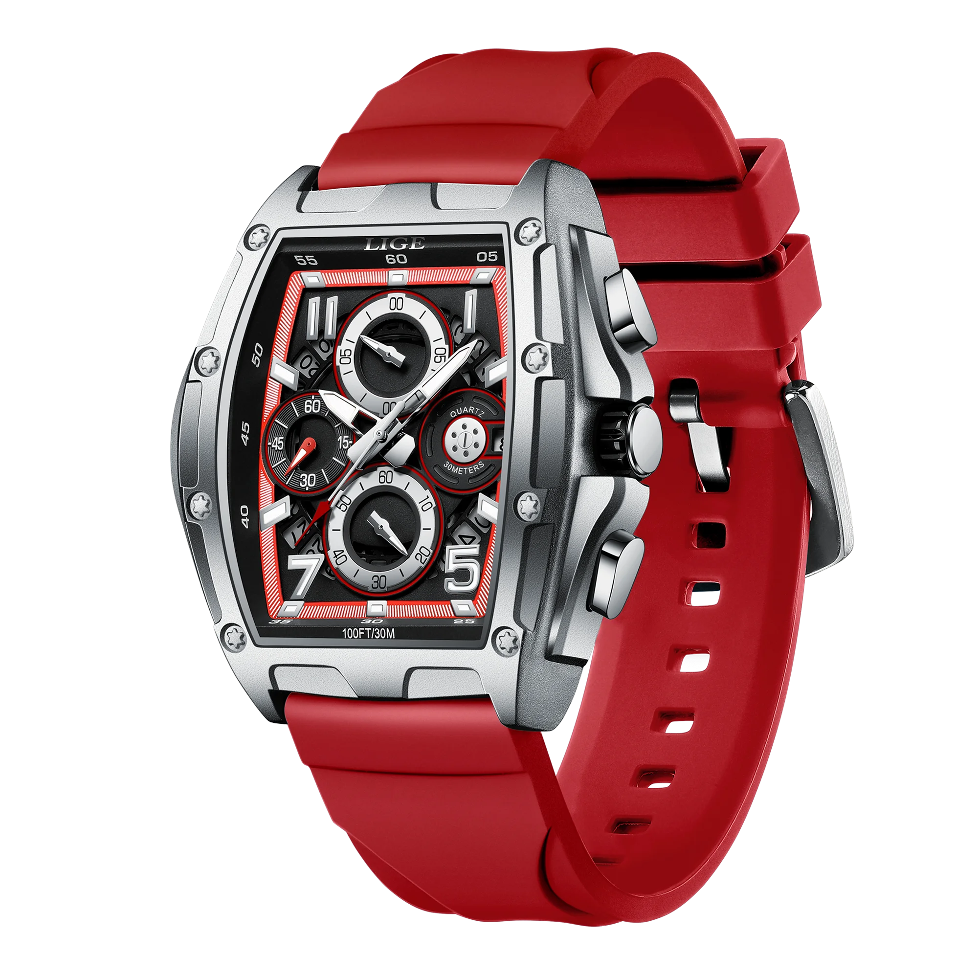 LIGE  Luxury Men‘s Watches Business Waterproof Male Clock Luminous Silicone Band Date Square Quartz Man Watches Reloj Hombre