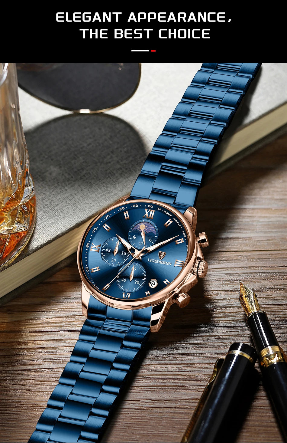 LIGE Band Luxury Watch for Man Quartz Sports Men Watch Waterproof Luminous Stainless Steel Chronograph Men's Watches Clock Reloj