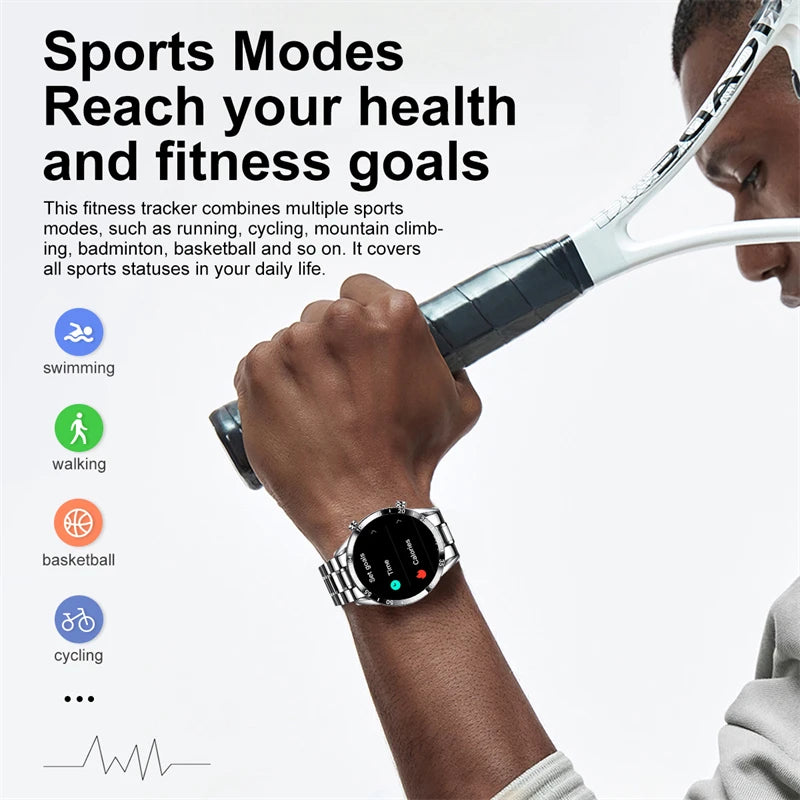 LIGE Men Smart Watch Bluetooth Call Luxury Full Circle Touch Screen Steel Band Waterproof Sports Fitness Watch For Android IOS