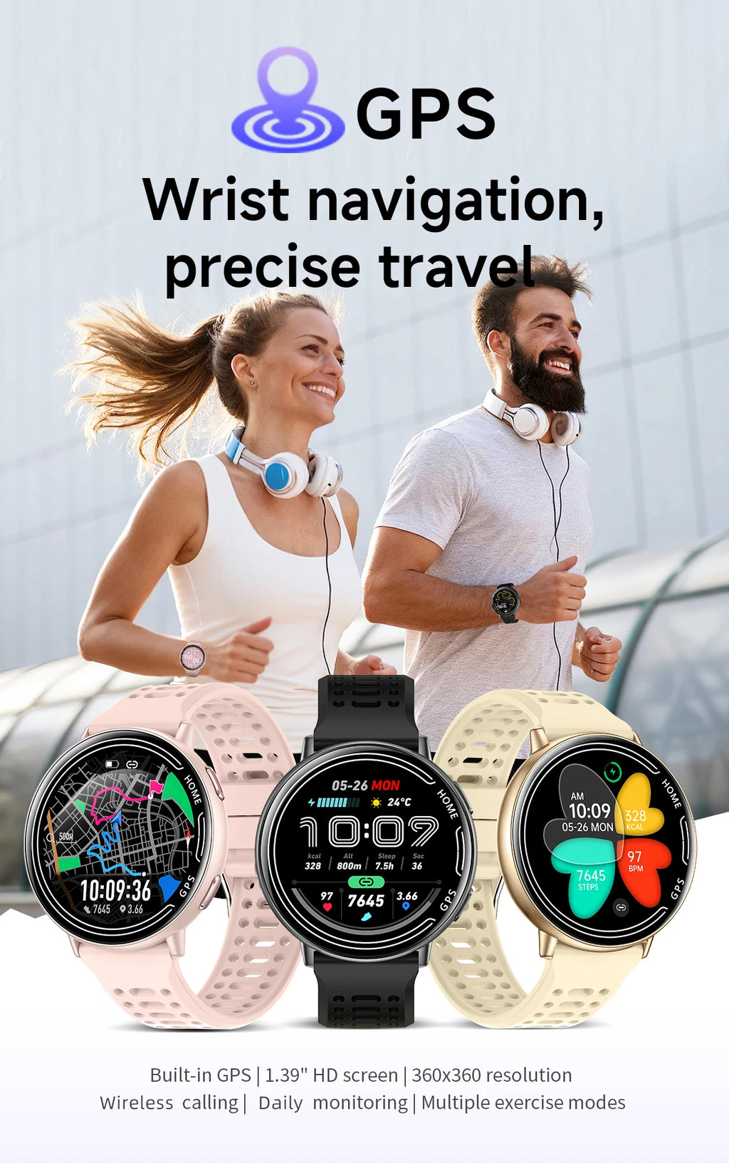 LIGE 2026 Women Sports Smart Watch New Built-in GPS Bluetooth Call 1.39'' Display Heart Rate Monitor 1ATM Waterproof SmartWatch