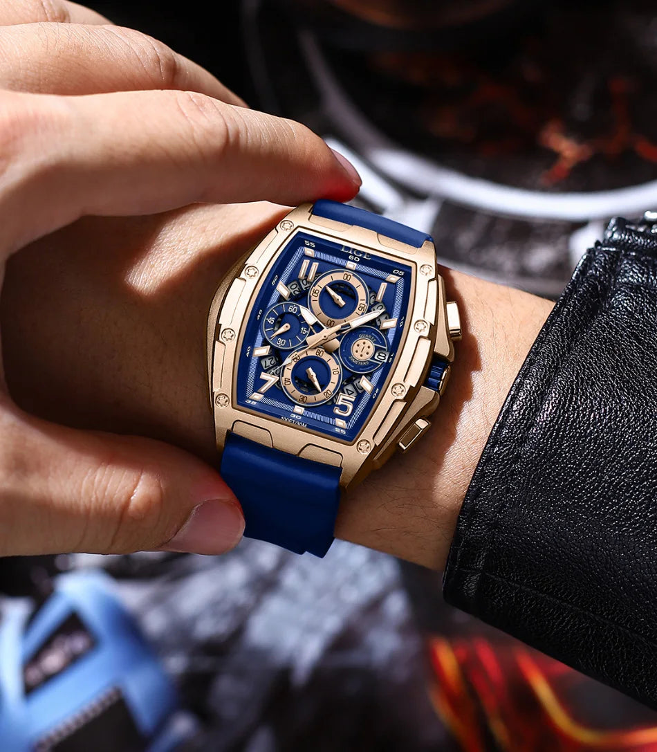 LIGE  Luxury Men‘s Watches Business Waterproof Male Clock Luminous Silicone Band Date Square Quartz Man Watches Reloj Hombre