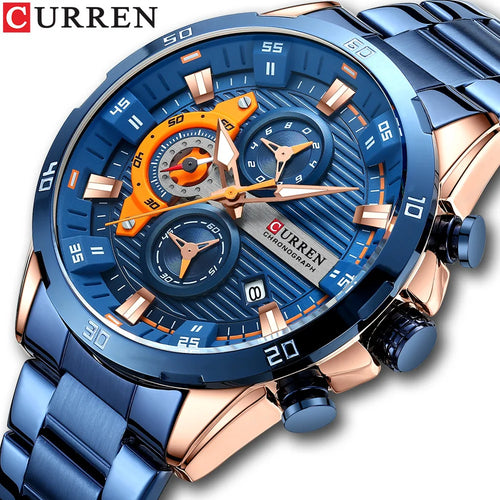 CURREN 8402 Men's Stainless Steel Watch Creative Fashion Luminous Dial with Chronograph Leisure Luxury Men's Watch reloj hombre