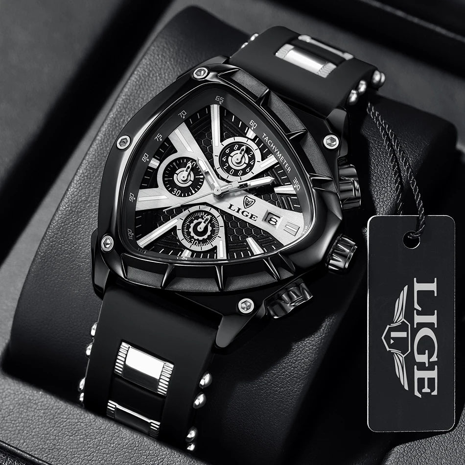 LIGE Original Luxury Unisex Watch Waterproof Sport Quartz Wrist Watches Business Big Dial Wristwatches Relogio Masculino+BOX