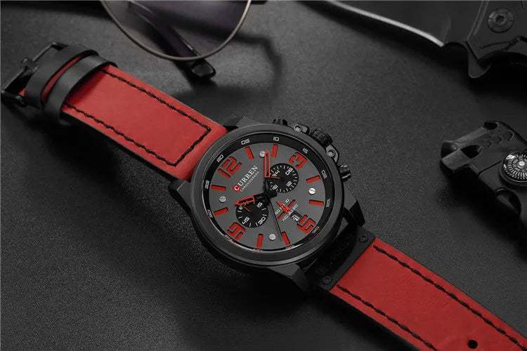 CURREN 8314 Men's Quartz Watch New Fashion Multi-function Chronograph Clock Leather Strap Calendar Simple Sports Watches for Men
