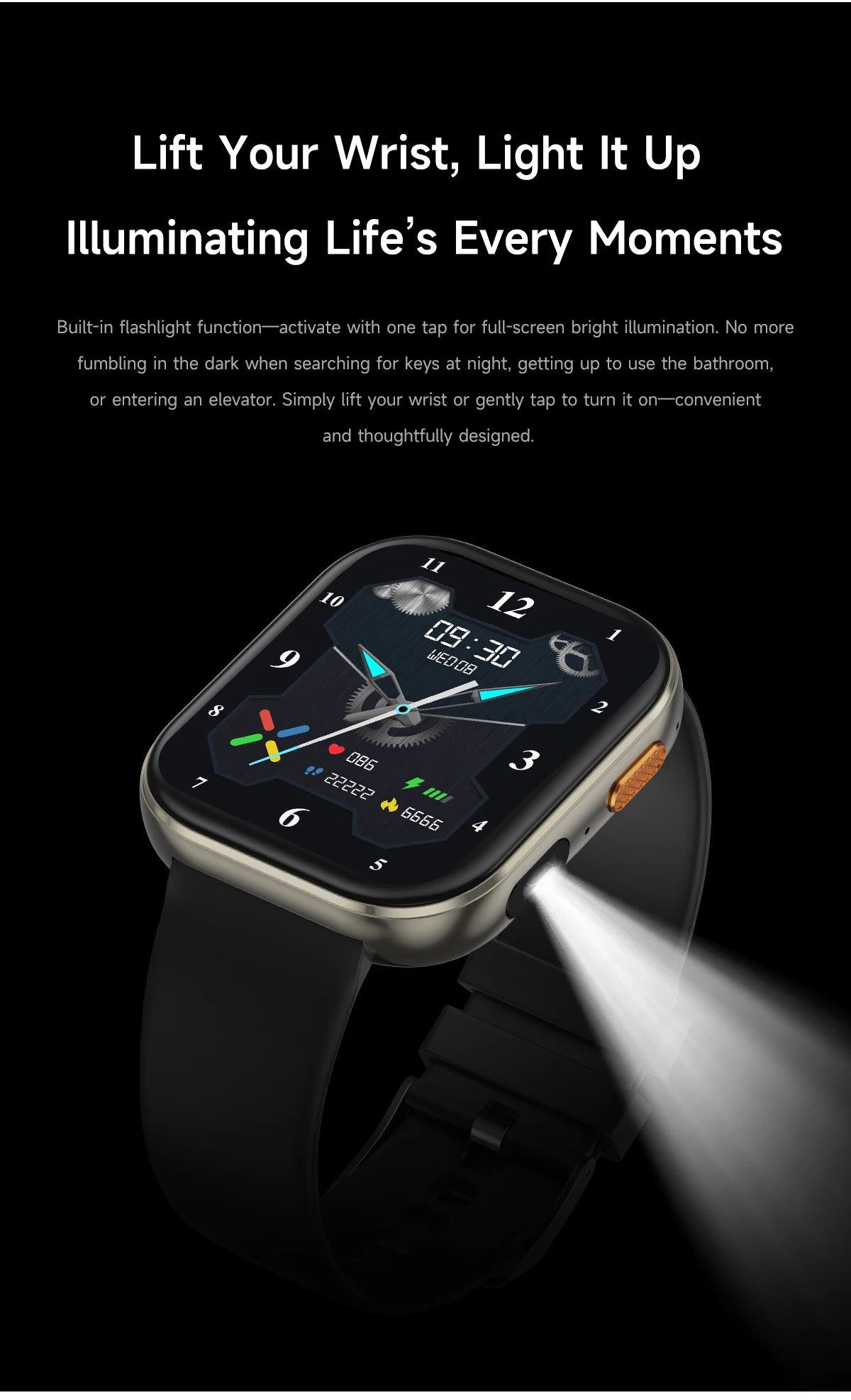 LIGE 2026 1000mAh Battery Men Women Smart Watch 2.04" HD Large Screen Flashlight Hear Rate Bluetooth Call Smartwatch 100+ Sports