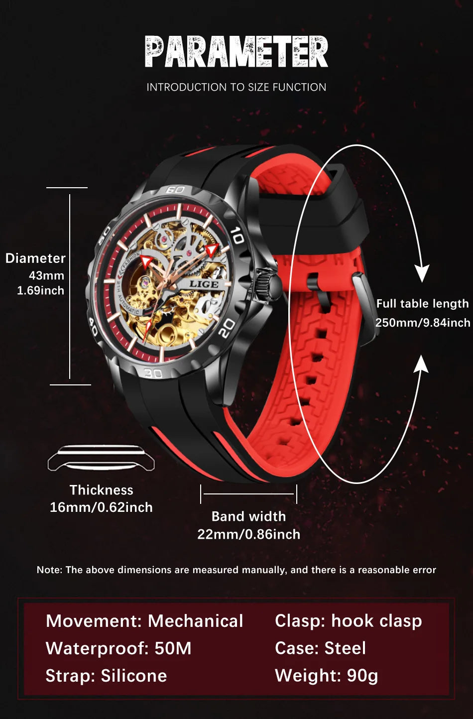 LIGE Men's Luxury Watches Mechanical Watches Chronograph Watch for Men Automatic Original Brand Stainless Steel Tourbillon Clock