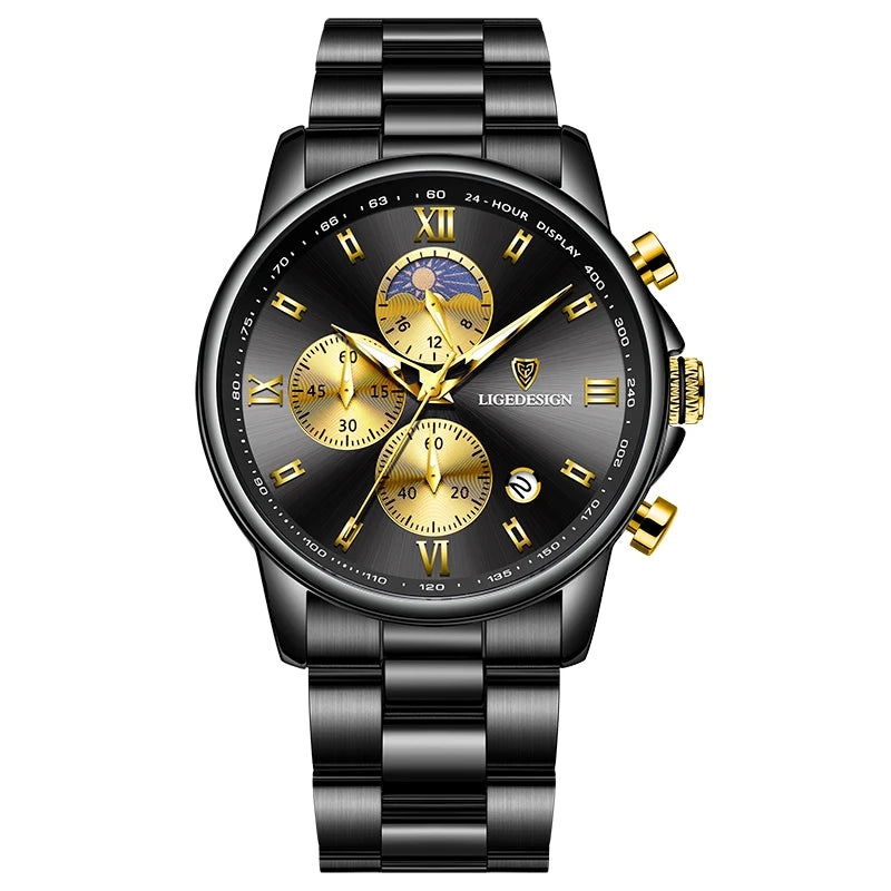 LIGE Band Luxury Watch for Man Quartz Sports Men Watch Waterproof Luminous Stainless Steel Chronograph Men's Watches Clock Reloj