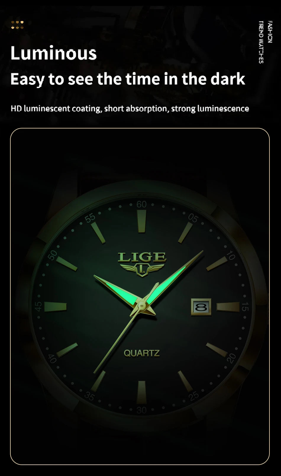 LIGE Mens Watches Top Brand Luxury Military Quartz Watch for Men Fashion Leather Waterproof Sports Chronograph Montre Homme+BOX