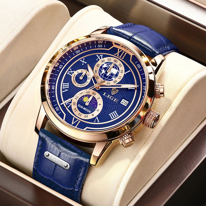 LIGE Mens Watches Luxury Waterproof Luminous Quartz Watch For Men Business Fashion Casual Man Date Chronograph Relogio Masculino