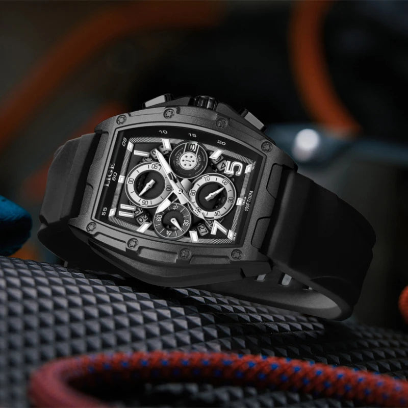 LIGE  Luxury Men‘s Watches Business Waterproof Male Clock Luminous Silicone Band Date Square Quartz Man Watches Reloj Hombre